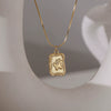 Titanium Steel Retro Embossed Butterfly Animal Zodiac Pendant Necklace Gold Plated Bone Snake Chain For Women