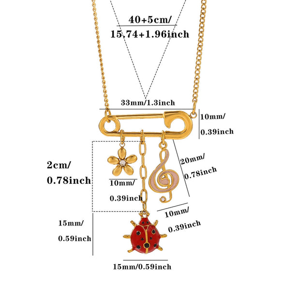 Titanium Steel Retro Floral Faux Pearl Round Pendant Necklace With Oildrop Enamel Finish And Link Chain