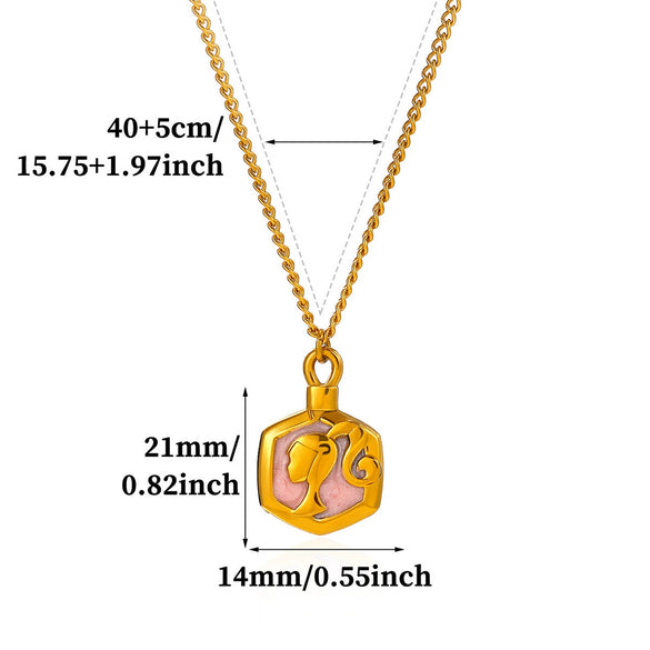 Titanium Steel Retro Floral Faux Pearl Round Pendant Necklace With Oildrop Enamel Finish And Link Chain