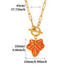 Titanium Steel Retro Floral Faux Pearl Round Pendant Necklace With Oildrop Enamel Finish And Link Chain