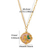 Titanium Steel Retro Floral Faux Pearl Round Pendant Necklace With Oildrop Enamel Finish And Link Chain