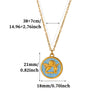 Titanium Steel Retro Floral Faux Pearl Round Pendant Necklace With Oildrop Enamel Finish And Link Chain