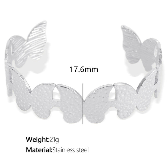 316L Stainless Steel Retro Floral Hollow Wide Bracelet With Heavy Metal Pattern And Golden Butterfly Life Tree Design Electroplated