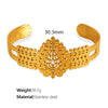 316L Stainless Steel Retro Floral Hollow Wide Bracelet With Heavy Metal Pattern And Golden Butterfly Life Tree Design Electroplated