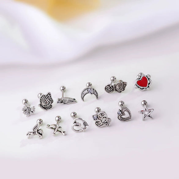 Titanium Steel Retro Flower Earrings With Electroplating Process