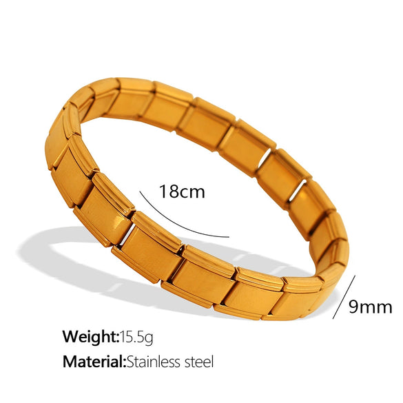 316L Stainless Steel Retro Geometric Electroplated Spring Bracelet For Women And Men