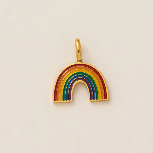 Titanium Steel Retro Geometric Pendant Necklace With Electroplating Rainbow Stars Love Pattern