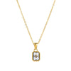 Titanium Steel Retro Minimalist Electroplated Birthstone Star Clavicle Pendant Necklace With O Word Chain