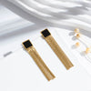 Titanium Steel Retro Oil Painting Love Long Tassel Cshaped Water Drop Heart Shape Electroplated Earrings For Women