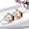Titanium Steel Retro Oil Painting Love Long Tassel Cshaped Water Drop Heart Shape Electroplated Earrings For Women