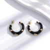 Titanium Steel Retro Oil Painting Love Long Tassel Cshaped Water Drop Heart Shape Electroplated Earrings For Women