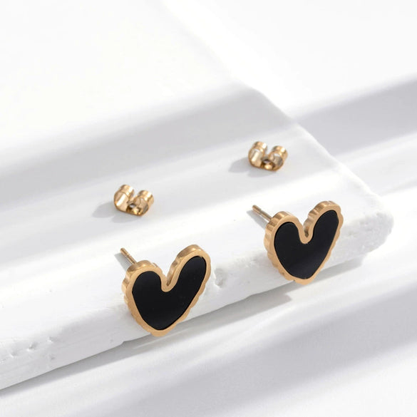 Titanium Steel Retro Oil Painting Love Long Tassel Cshaped Water Drop Heart Shape Electroplated Earrings For Women