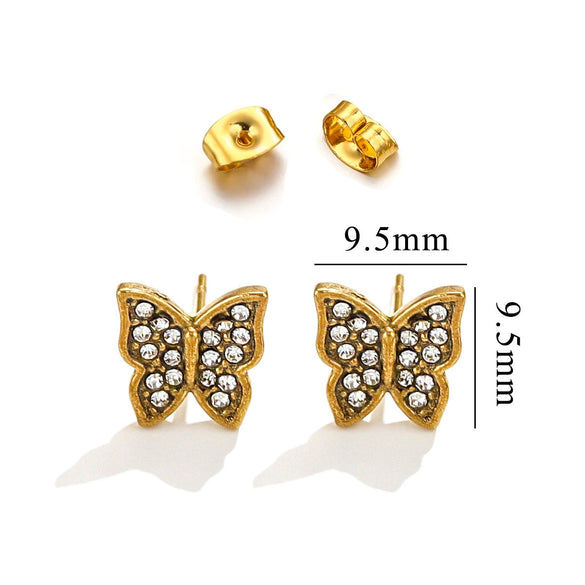 Titanium Steel Retro Old Style Women's Earrings With Heart Star Geometric Patterns And Electroplating Treatment