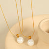 316L Stainless Steel Retro Pearl Necklace With Gold Plating For Women