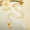 316L Stainless Steel Retro Pearl Necklace With Gold Plating For Women