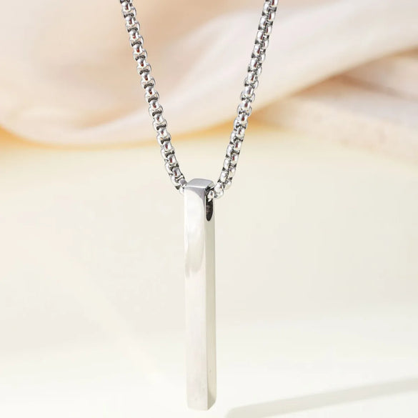 Wholesale Jewelry Retro Simple Style Geometric Customization Laser Engraving Titanium Steel 18K Gold Plated Plating Pendant Necklace