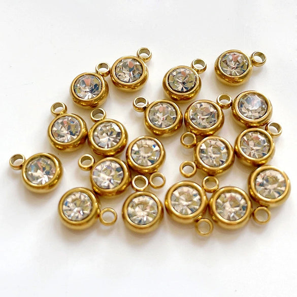 Titanium Steel Rhinestone Birthstone Pendant Jewelry Accessories With Electroplating