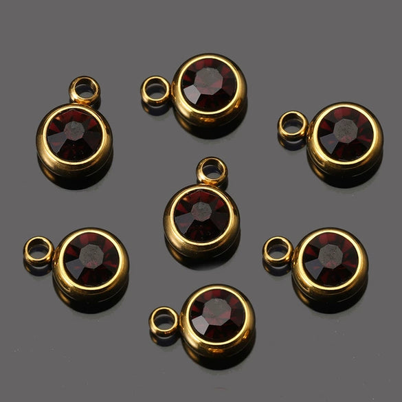Titanium Steel Rhinestone Birthstone Pendant Jewelry Accessories With Electroplating