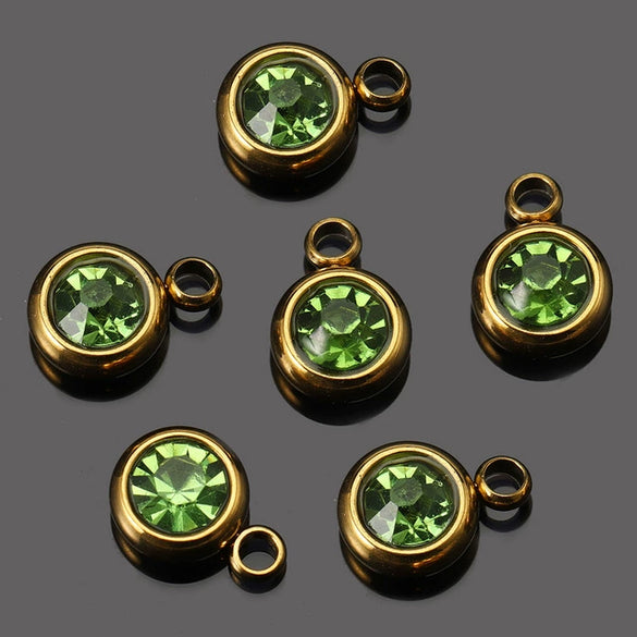 Titanium Steel Rhinestone Birthstone Pendant Jewelry Accessories With Electroplating