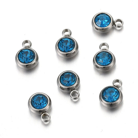 Titanium Steel Rhinestone Birthstone Pendant Jewelry Accessories With Electroplating