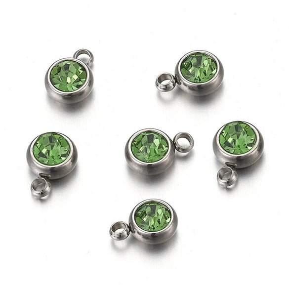 Titanium Steel Rhinestone Birthstone Pendant Jewelry Accessories With Electroplating