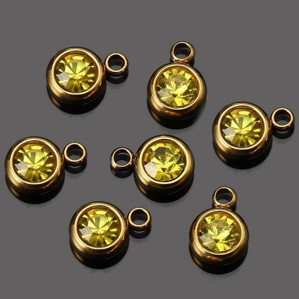 Titanium Steel Rhinestone Birthstone Pendant Jewelry Accessories With Electroplating