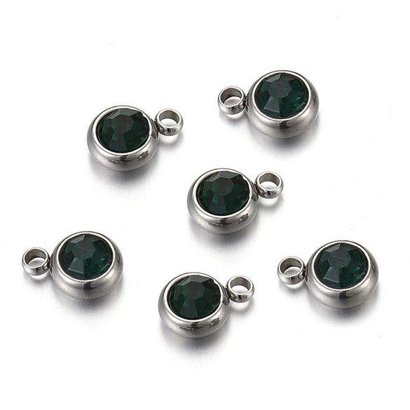 Titanium Steel Rhinestone Birthstone Pendant Jewelry Accessories With Electroplating