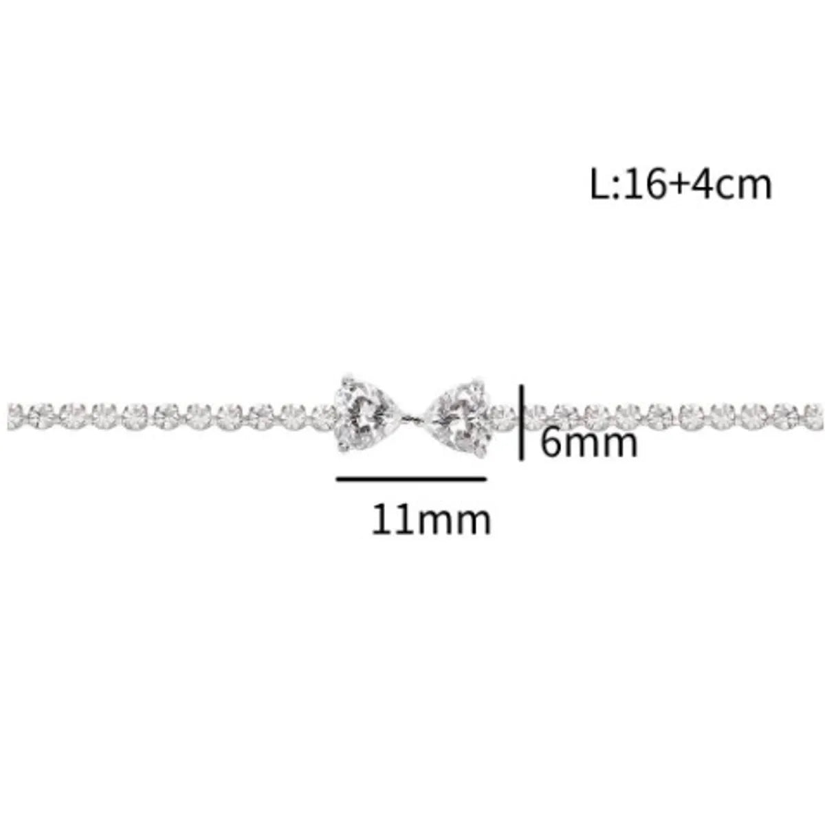 Titanium Steel Rhodium Plated Classic Style Inlay Bow Knot Zircon Bracelets