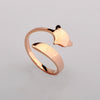 Titanium Steel Rhombus Fox Ring For Women With 18K Rose Gold Electroplating