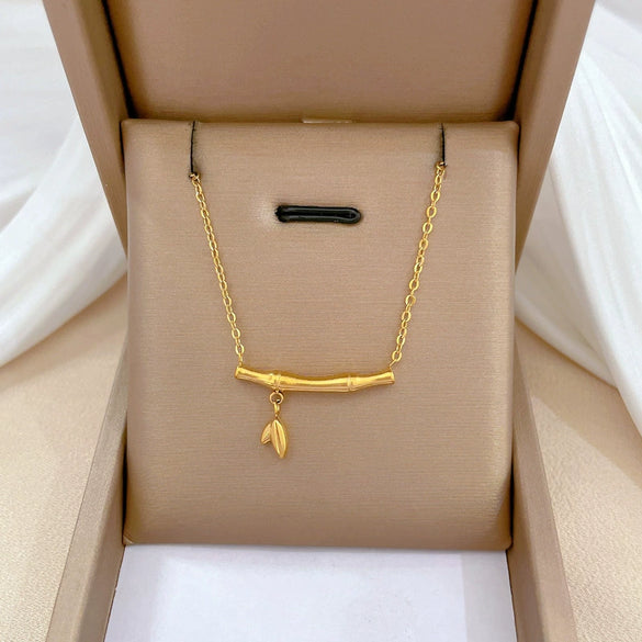 Titanium Steel Rich Bamboo Geometric Style Electroplated Unisex Necklace
