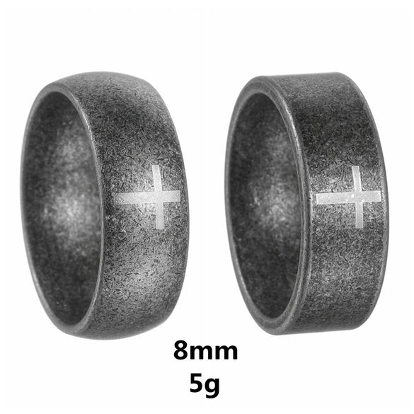Titanium Steel Ring And Bracelet Unisex With Geometric Pattern And Distressed Design