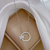 Titanium Steel Ring And Clavicle Chain With Geometric Pattern And Electroplating For Women And Unisex