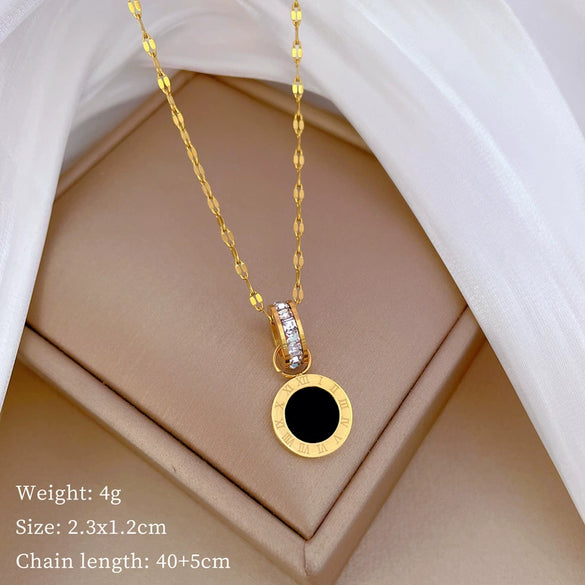 Titanium Steel Ring And Clavicle Necklace With Geometric Pattern And Electroplating Treatment Unisex Fashion Style