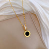 Titanium Steel Ring And Clavicle Necklace With Geometric Pattern And Electroplating Treatment Unisex Fashion Style