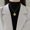 Titanium Steel Ring And Necklace Set With Geometric Pattern Copper Pendant Suitable For Women And Unisex