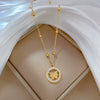Titanium Steel Ring And Necklace With Geometric Pattern For Women Electroplating Treatment