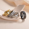 Titanium Steel Ring Antique Silver Retro With Letters Numbers Text Electroplating For Men