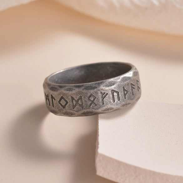 Titanium Steel Ring Antique Silver Retro With Letters Numbers Text Electroplating For Men