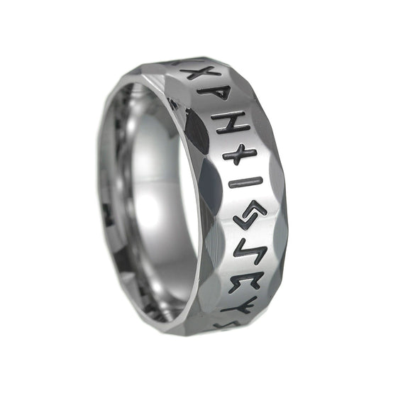 Titanium Steel Ring Antique Silver Retro With Letters Numbers Text Electroplating For Men