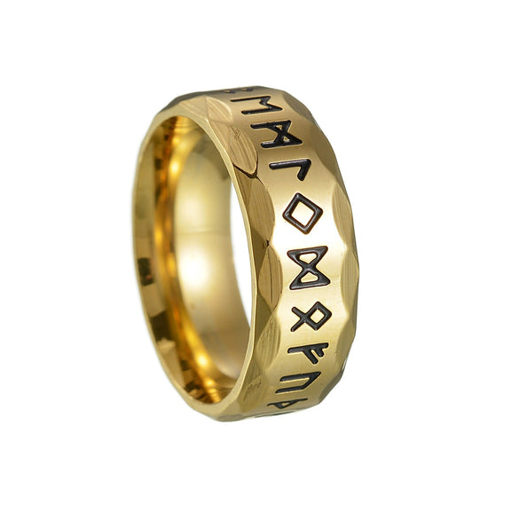 Titanium Steel Ring Antique Silver Retro With Letters Numbers Text Electroplating For Men