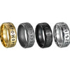 Titanium Steel Ring Antique Silver Retro With Letters Numbers Text Electroplating For Men
