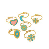 Titanium Steel Ring For Women Niche Style With Oil Dropping Treatment Heart Flowers Leaves Star Pattern