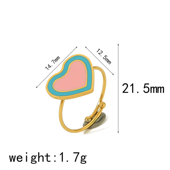Titanium Steel Ring For Women Niche Style With Oil Dropping Treatment Heart Flowers Leaves Star Pattern