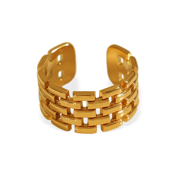 316L Stainless Steel Ring Geometric Design Electroplated For Women