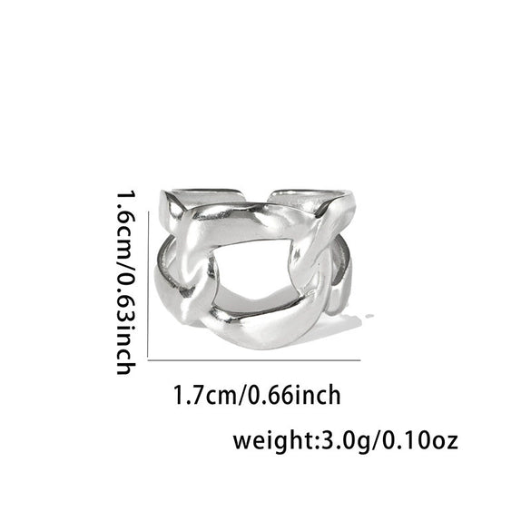 Titanium Steel Ring Geometric Hollow Leaf Design Electroplating Light Luxury Style For Ladies