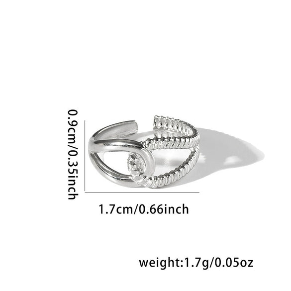 Titanium Steel Ring Geometric Hollow Leaf Design Electroplating Light Luxury Style For Ladies