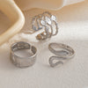 Titanium Steel Ring Geometric Open Type Hollow Irregular Lines Heart Shape Flower Leaves Letters Numbers Text Electroplated Unisex