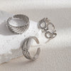 Titanium Steel Ring Geometric Open Type Hollow Irregular Lines Heart Shape Flower Leaves Letters Numbers Text Electroplated Unisex