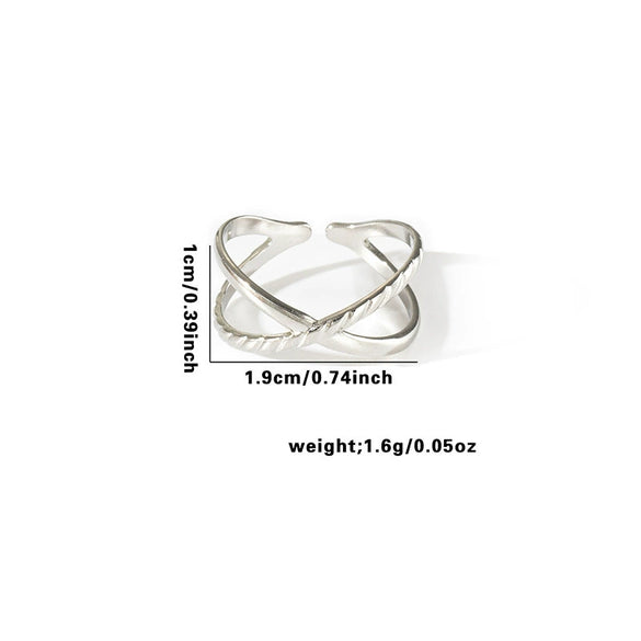 Titanium Steel Ring Geometric Open Type Hollow Irregular Lines Heart Shape Flower Leaves Letters Numbers Text Electroplated Unisex