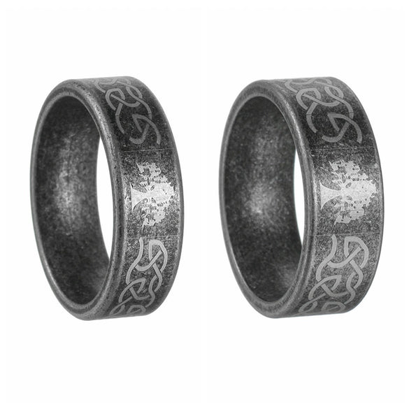 Titanium Steel Ring Geometric Pattern Distressed Style Unisex Jewelry